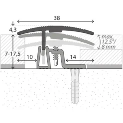 Übergangsprofil für Laminat und Multilayer oder Fertigparkett