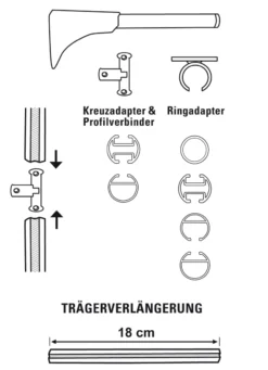 Universal Träger mit Zubehör edelstahl